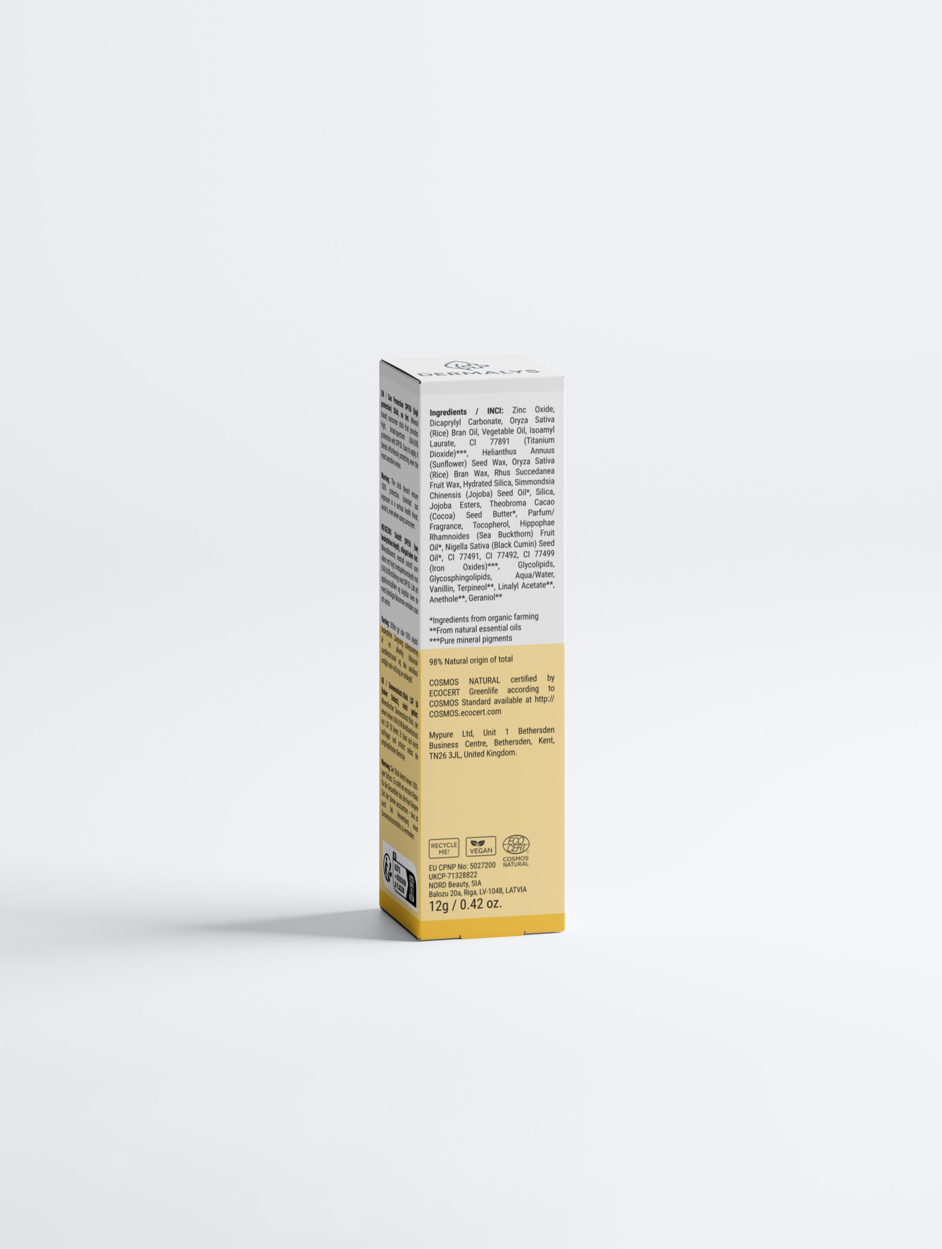 Dermalys – Stick Solaire Minéral SPF50 Sans Teinte
