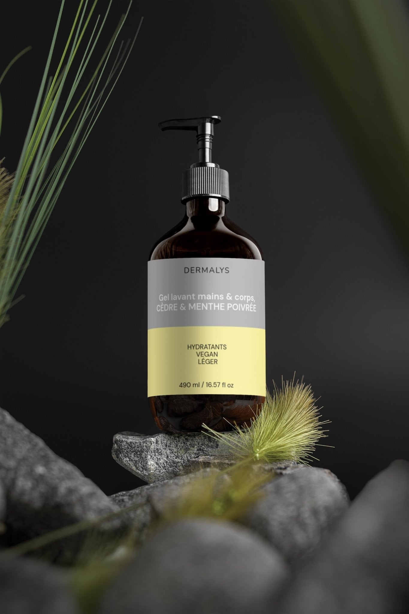 Gel lavant Dermalys mains et corps cèdre menthe poivrée rafraîchissant