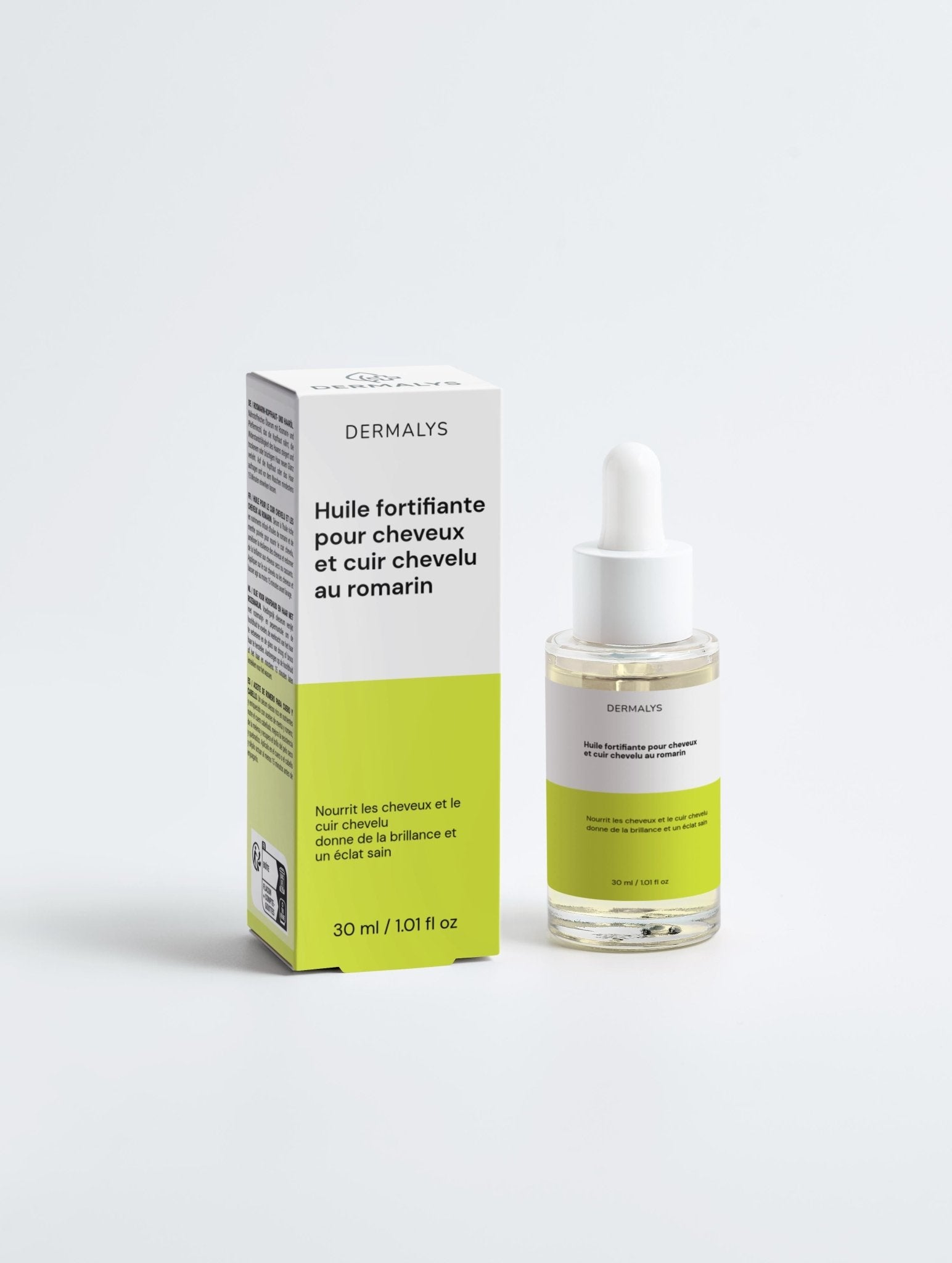 Huile fortifiante Dermalys cheveux et cuir chevelu romarin revitalisant