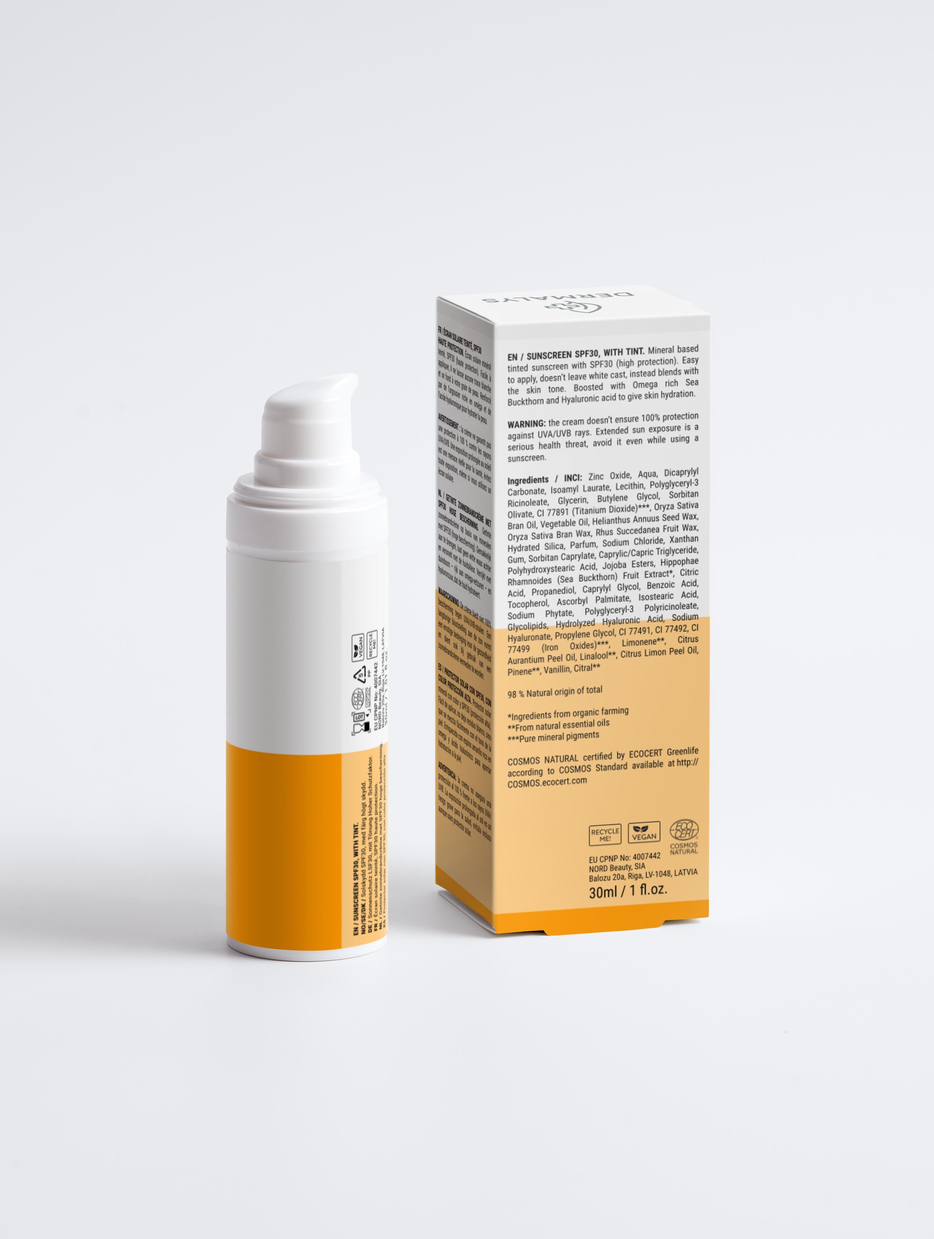 Dermalys – Crème Solaire Minérale Teintée SPF30 Hydratante & Protectrice